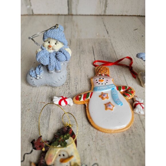 Snowman ornament gingerbread birdhouse ice skating Xmas set - Picture 3 of 10